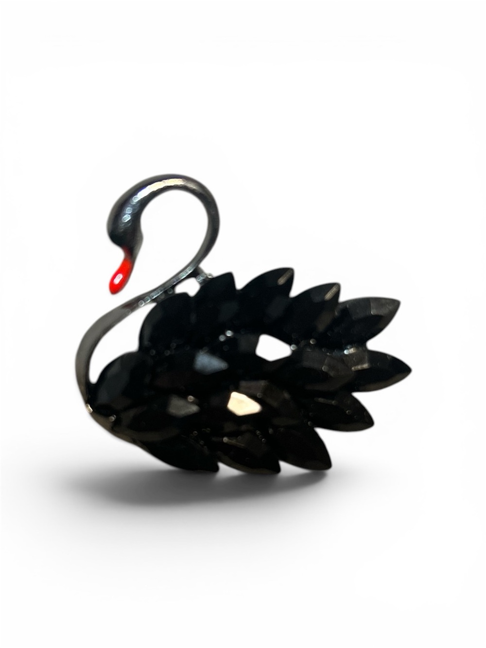 Black Swan Crystal Brooch - Elegant Women's Jewelry